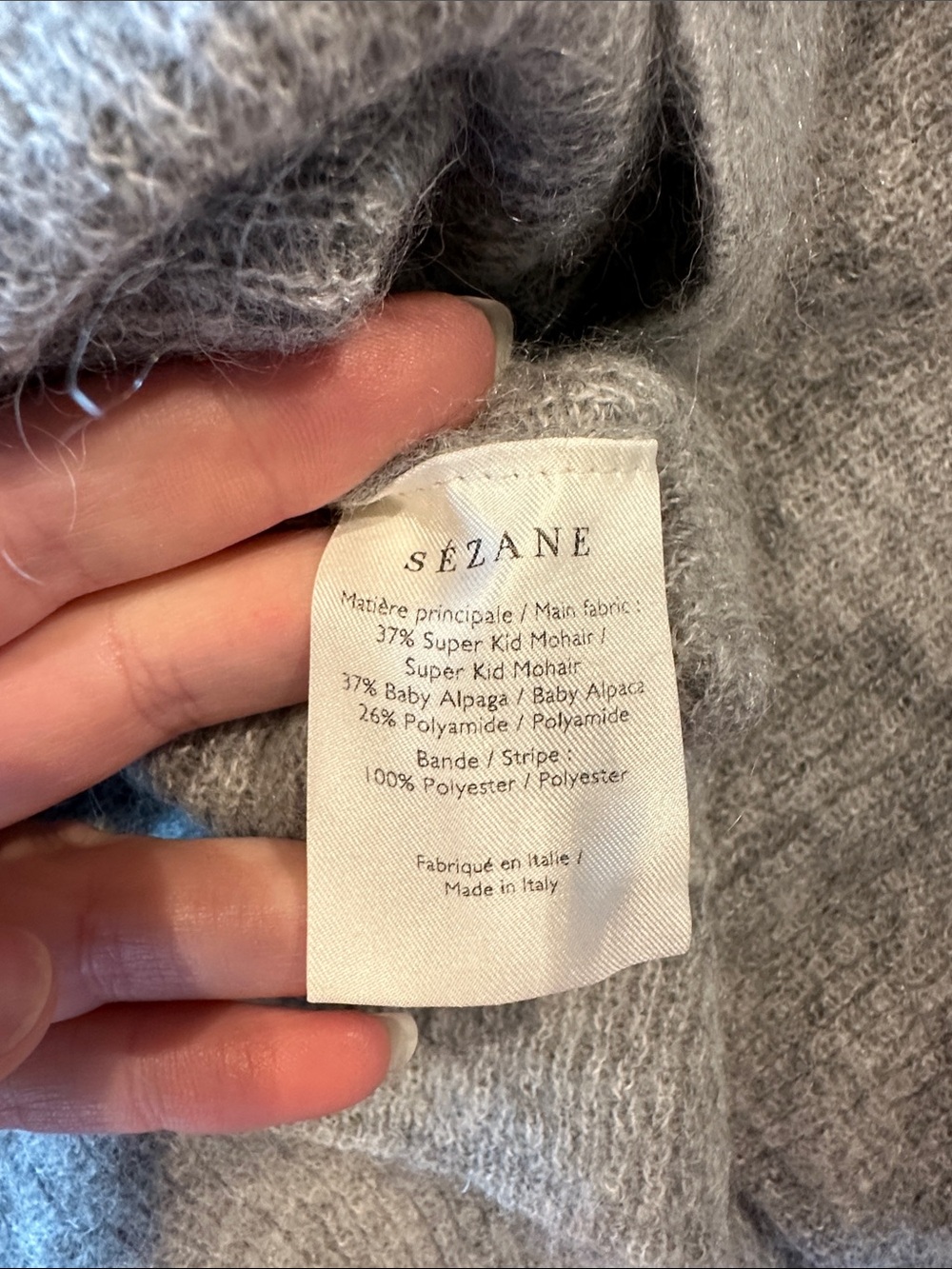 Sezane Heather Gray Pearl-Button Wool Cardigan - Picture 2 of 3